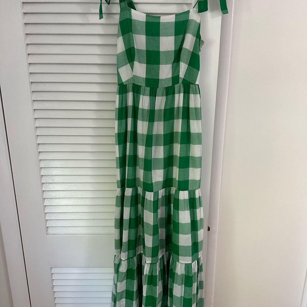 Stradivarius ASOS gingham green check maxi dress with tie strap - Picture 8 of 9